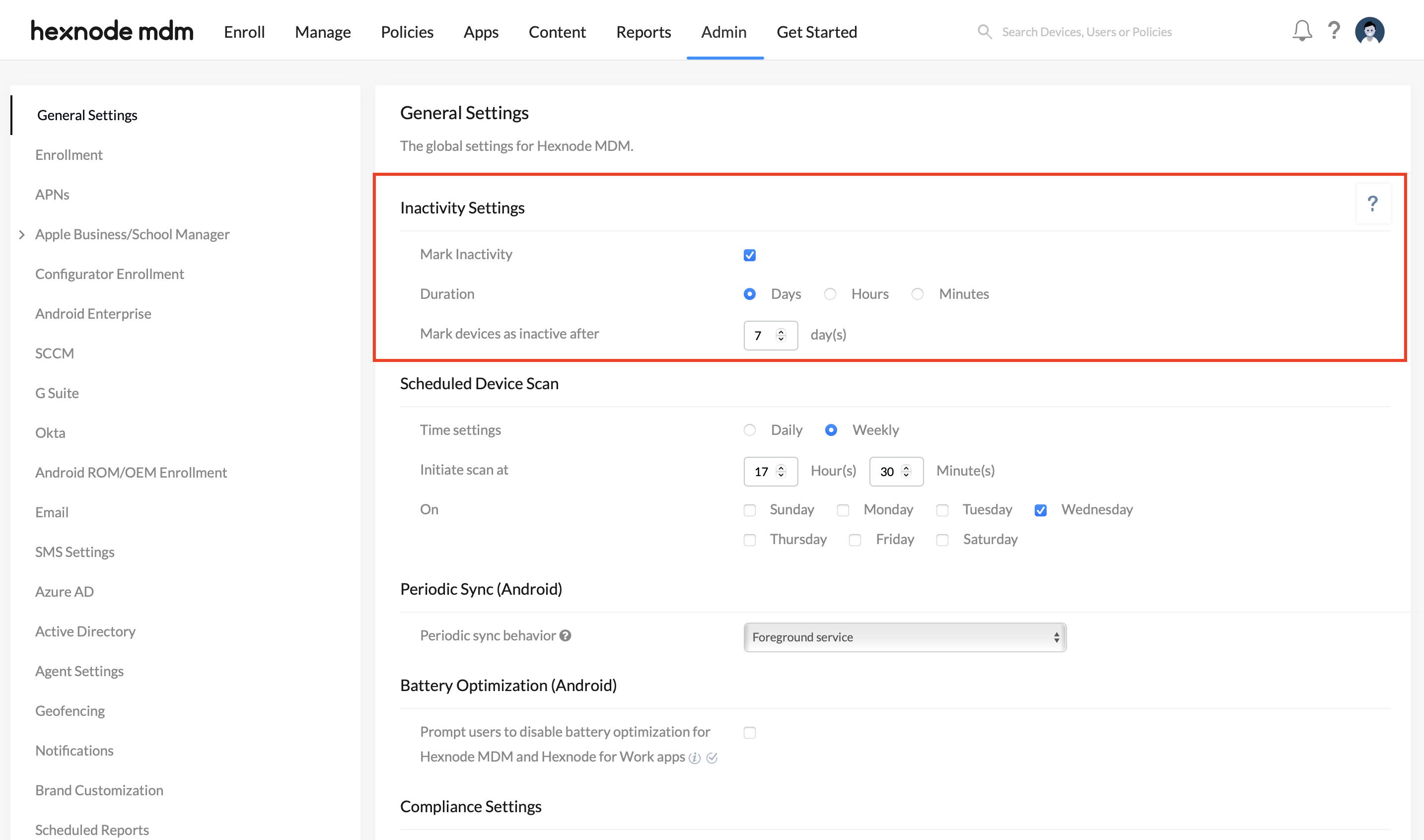 Inactivity settings in Hexnode help find offline devices with ease 